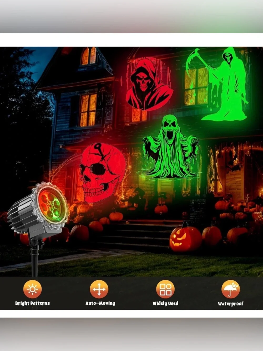 Halloween Haunted House Outddor Indoor Projector Light - Red & Green
